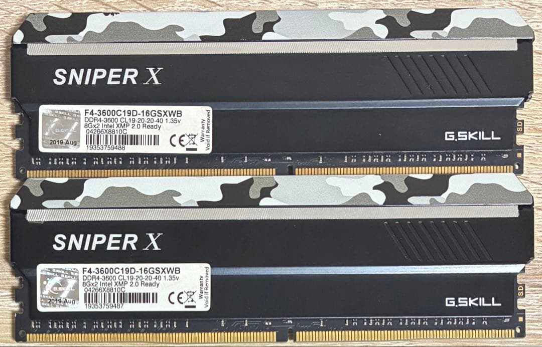【中古】DDR4-3600 16GB(8GB×2枚) G.SKILL