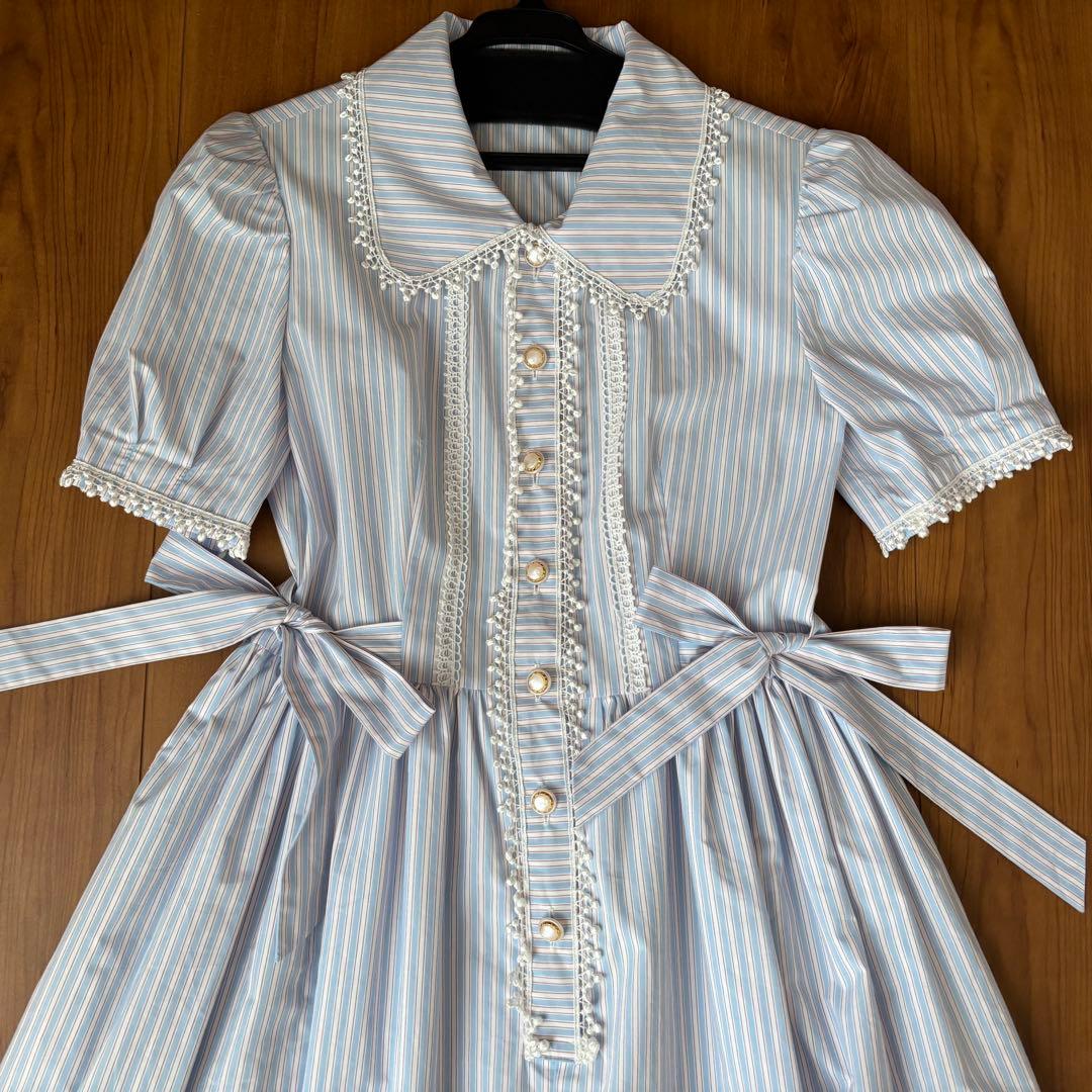 【極美品】MILK ムーンライトドレス ワンピース ミルク サックスストライプ