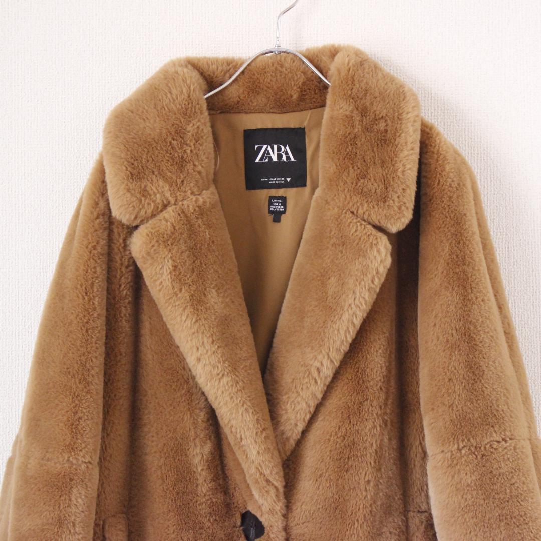 ZARA ロングファーコート テディベア Mサイズ ブラウン マキシ丈