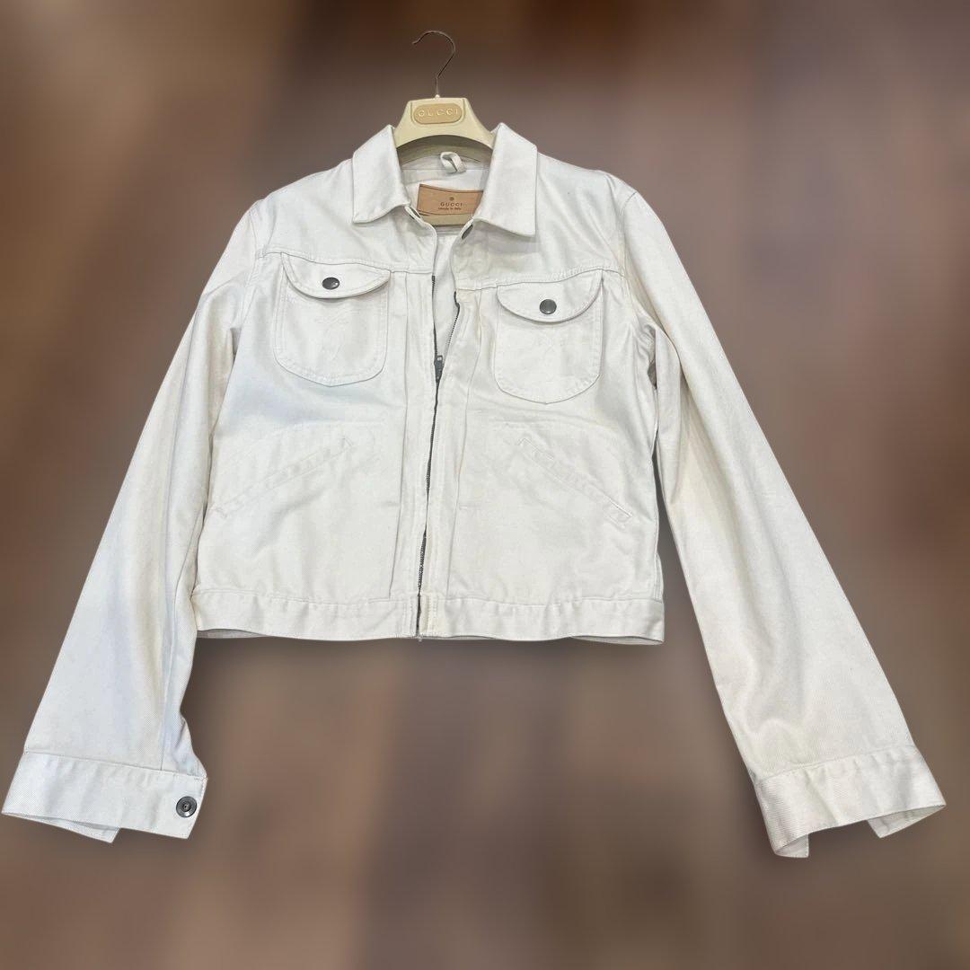 GUCCI ホワイト クロップドデニムジャケット