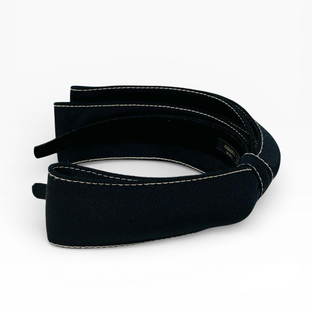 美品　Alexandredeparis ヘアカチューシャ リボン ステッチ　黒