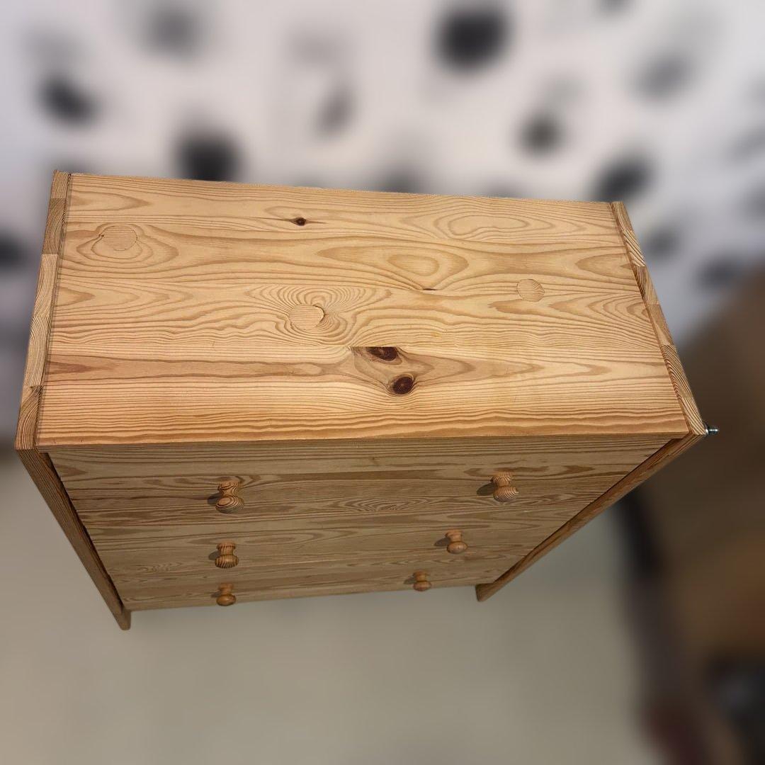 IKEA ラスト　木製 3段チェスト　天然木　廃盤品
