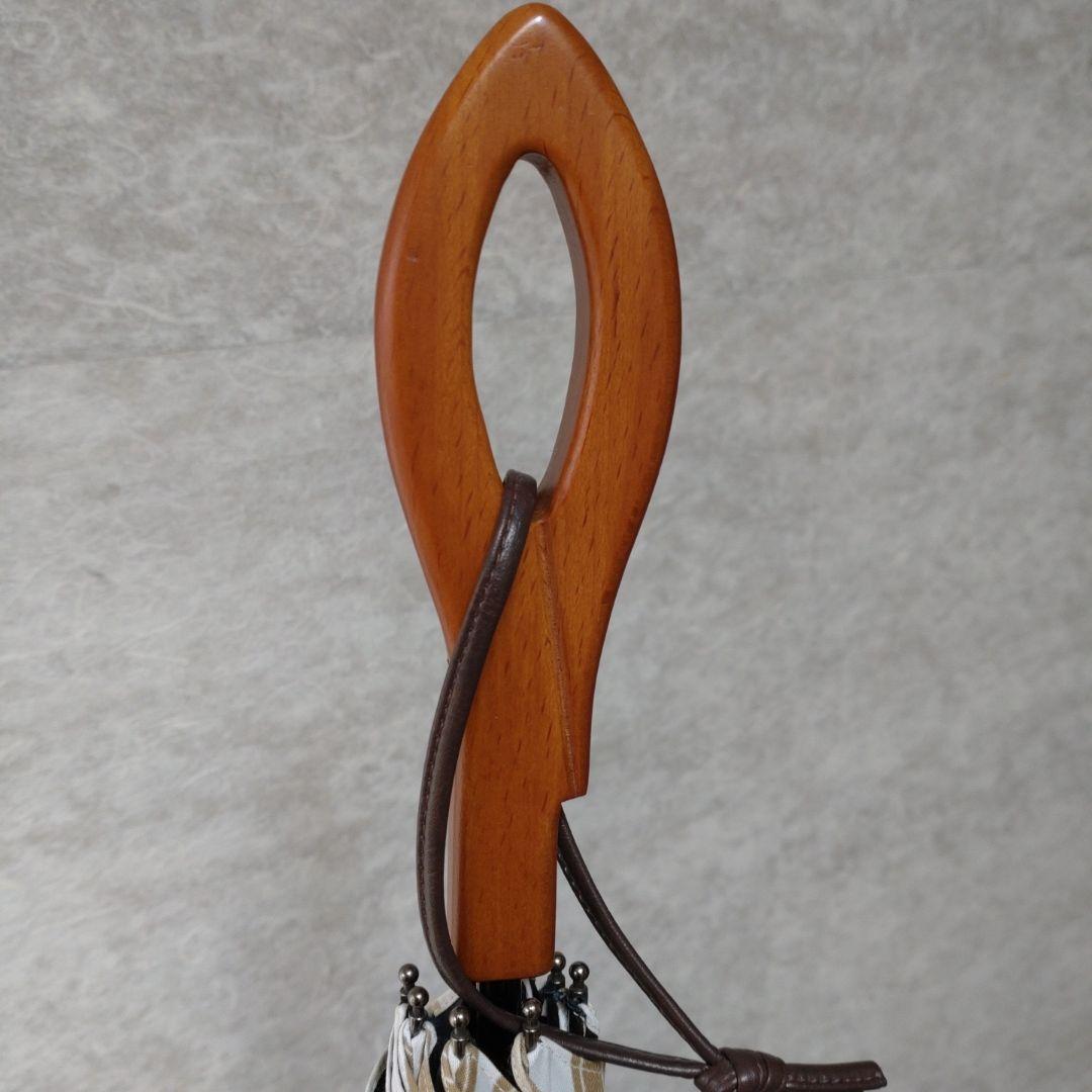 サンバリア100 Sサイズ 長傘 日傘 リーフ柄ベージュ 日本製