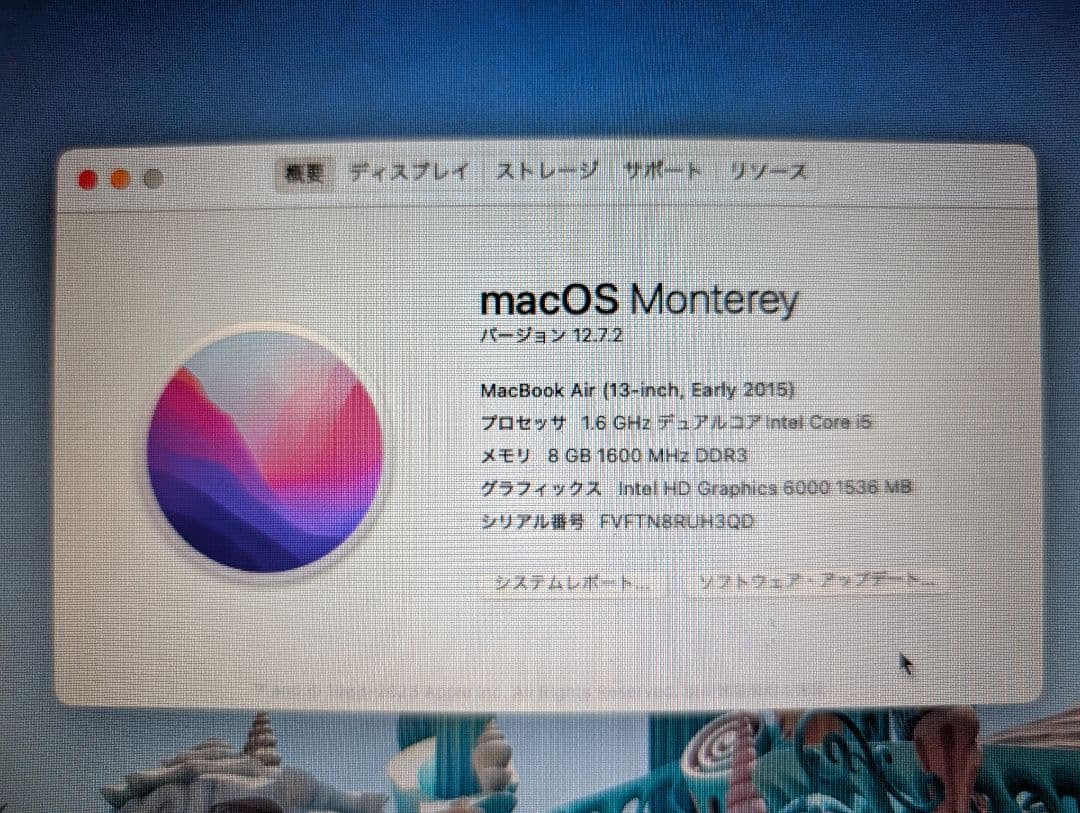 MacBook Air Early 2015 13inc 初期化済 起動時？