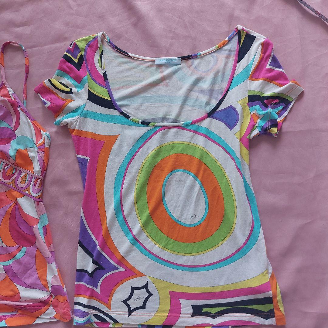 エミリオプッチ マルチカラーノースリーブトップスキャミソールTシャツカットソー