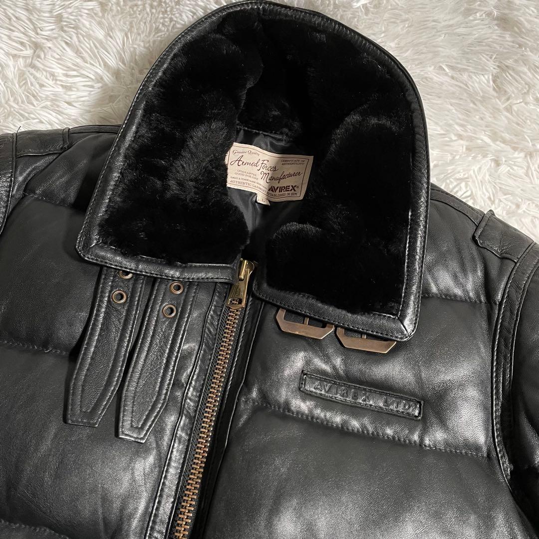 アヴィレックス レザージャケット ラムレザー ダウン B3 胸タグ 肉厚