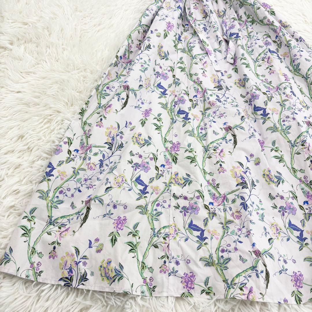 極美品　近年モデル　ローラアシュレイ　ロングワンピース　花柄　ウエストリボン　L