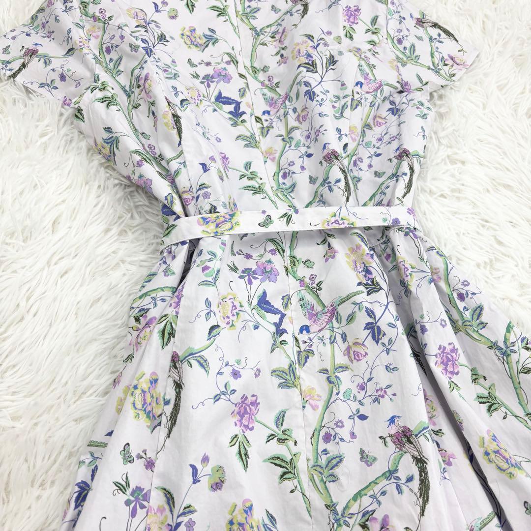 極美品　近年モデル　ローラアシュレイ　ロングワンピース　花柄　ウエストリボン　L