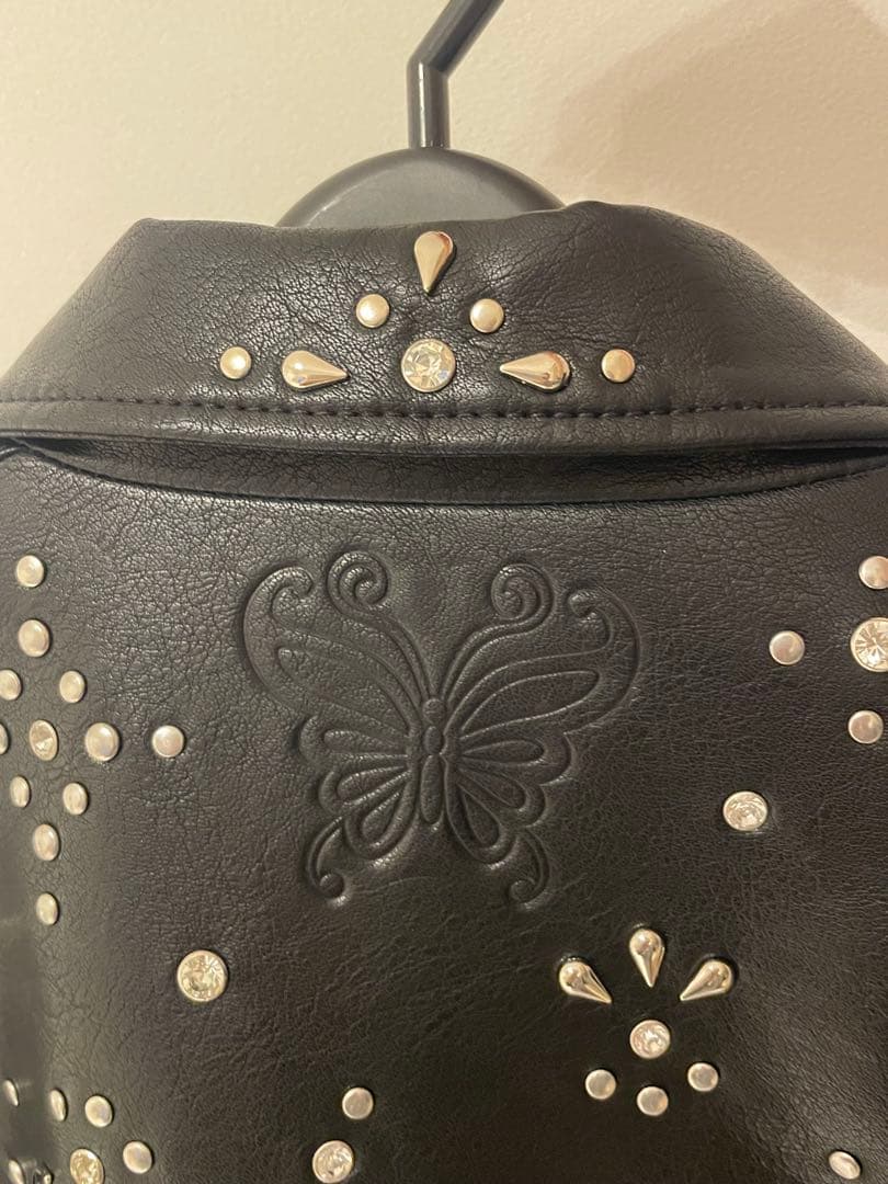 【LILY BROWN ×ANNA SUI】バタフライスタッズブルゾン　ブラック