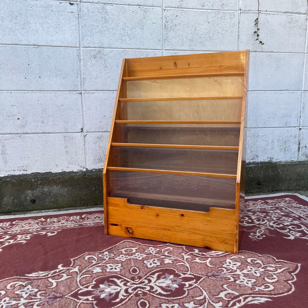 古家具ビンテージ品◾️木製マガジンラック 本立て 絵本立て シェルフ