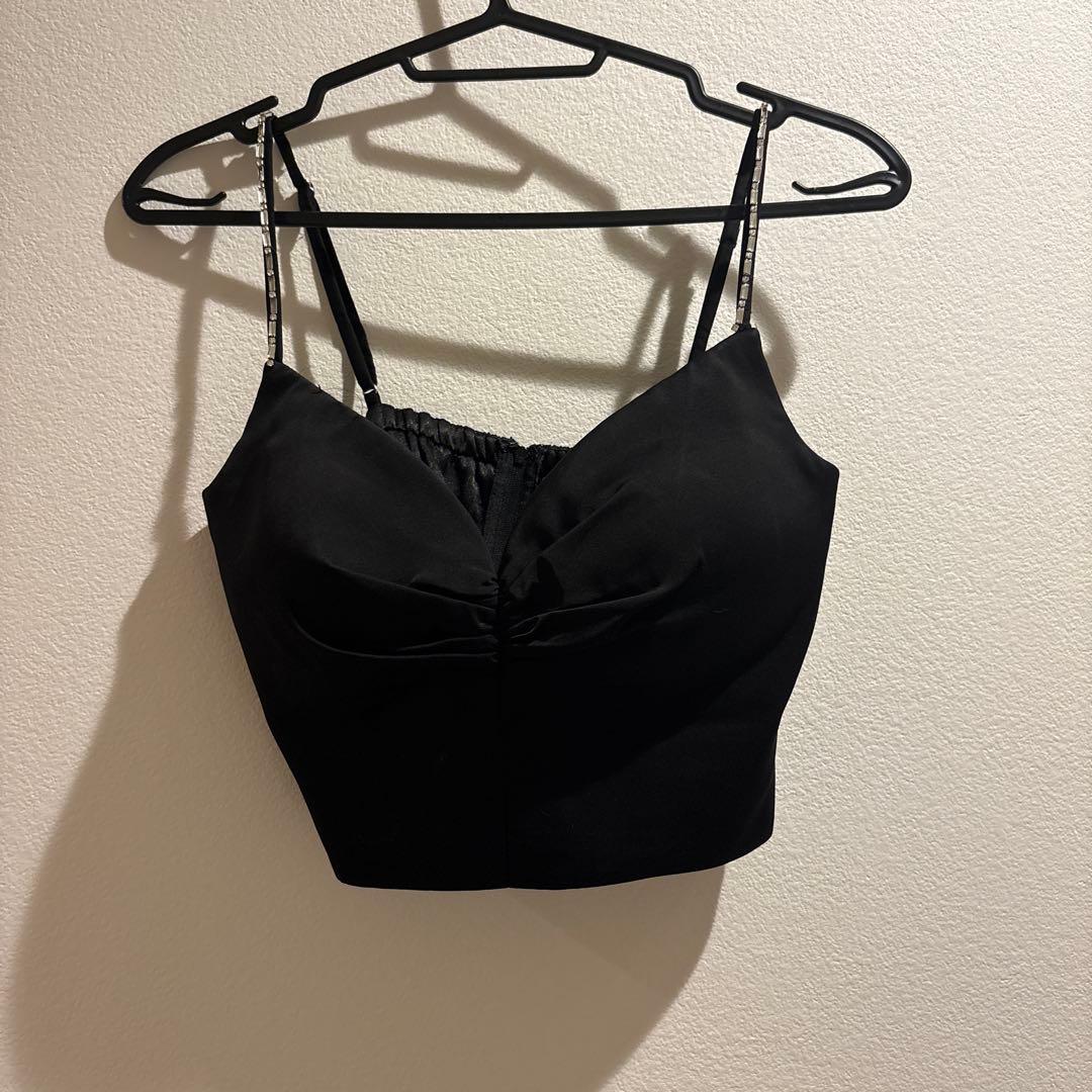 Glossy ブラックナイトドレス セットアップドレス フレアスカート