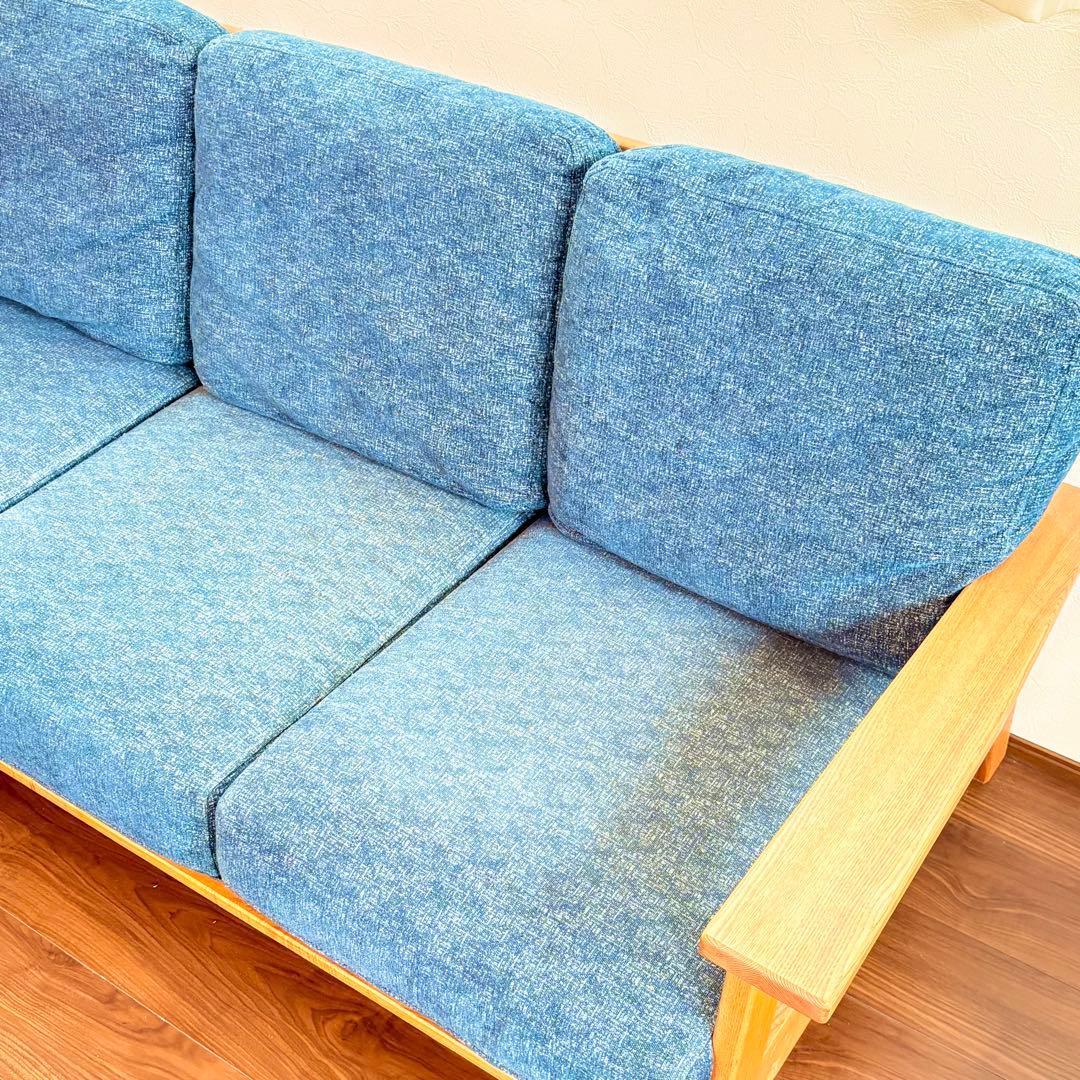 金杉家具 3人掛けソファ Mondo モンド 木製フレーム 北欧風 デニムカラー