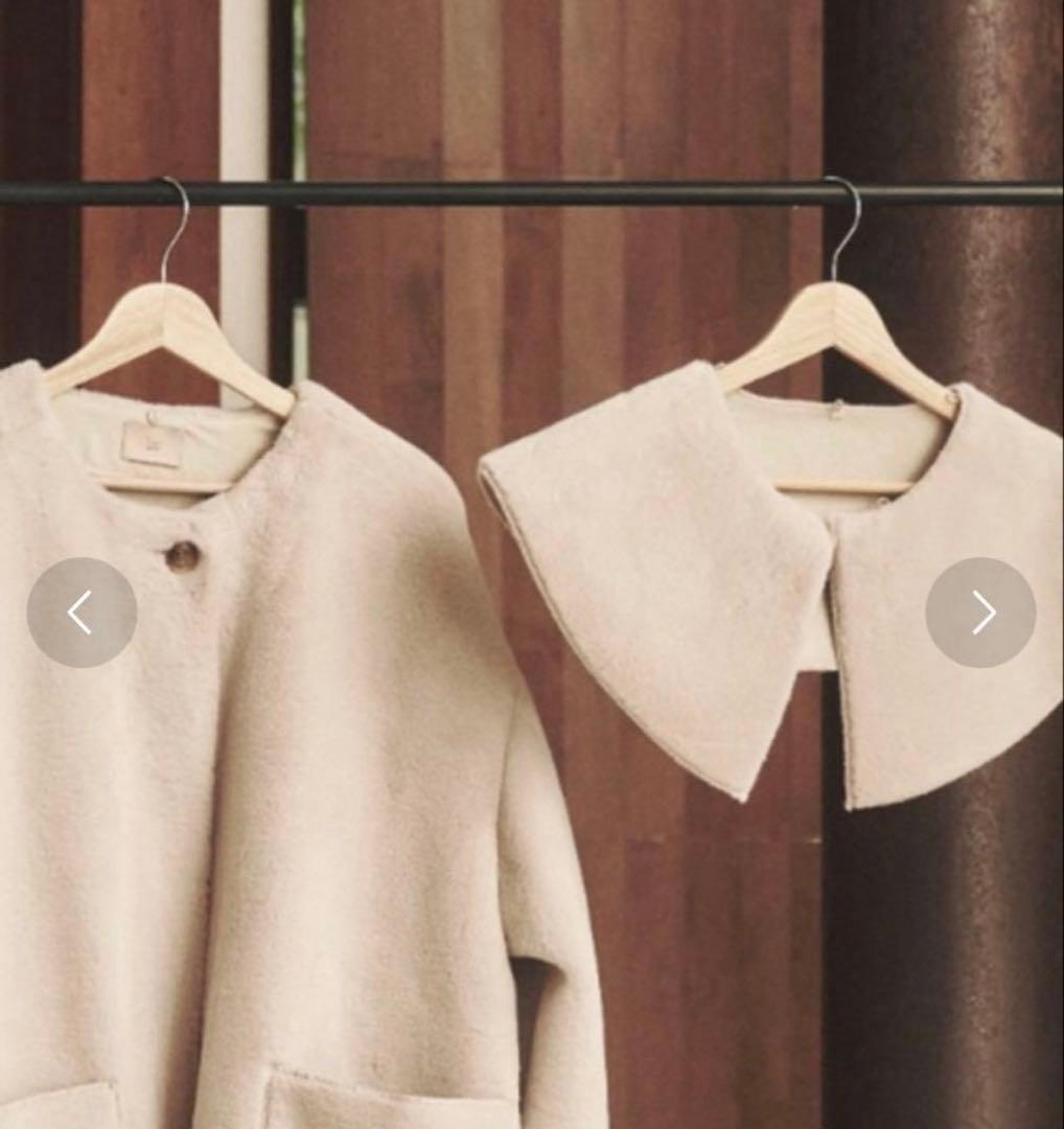 【moi tytto】襟付きファーコート （ナチュラル）