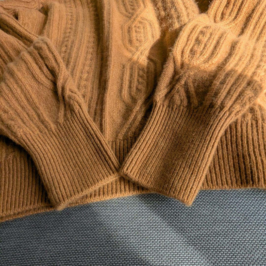 grabre グラブレ カシミヤ100% ケーブル タートルネック ブラウン