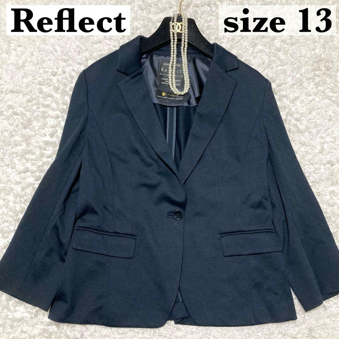 大きいサイズ13♡ 美品 リフレクト 匠ジャケット テーラード 七分袖 ネイビー