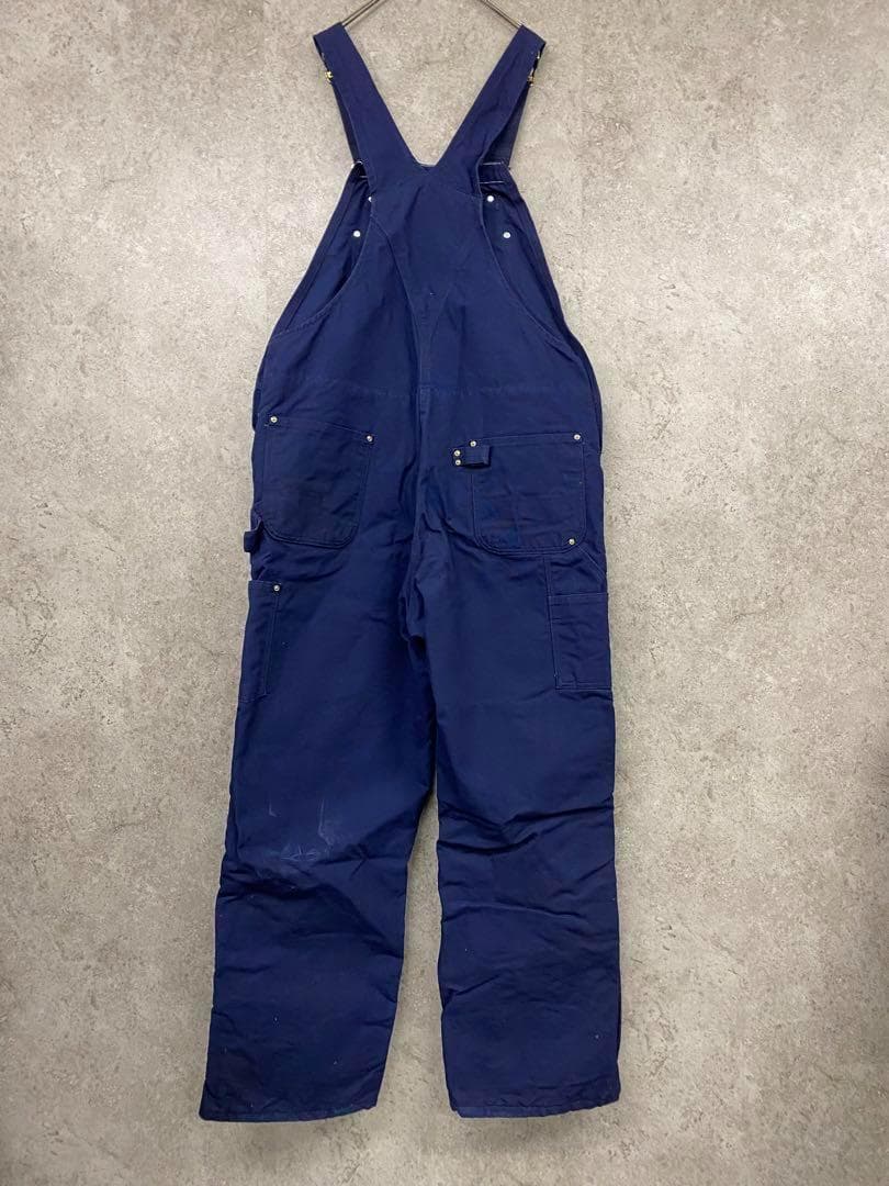 レアUSA製90s古着○カーハート オーバーオール ネイビー W42×L32