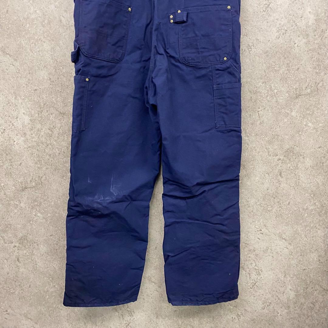 レアUSA製90s古着○カーハート オーバーオール ネイビー W42×L32