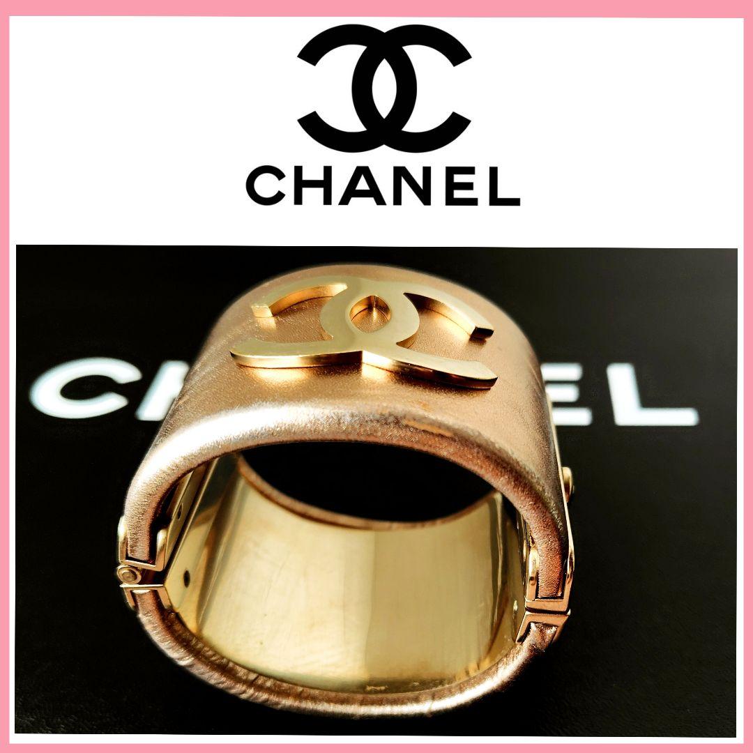 CHANEL シャネル❦ココマーク ゴールド ワイドバングル ヴィンテージ❦希少