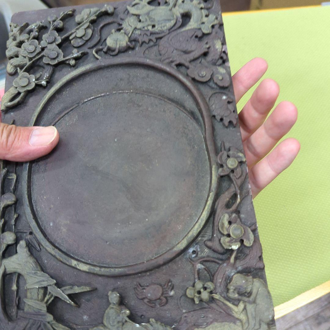 古硯 龍鳳彫刻 唐木彫刻 書道具 アンティーク 骨董品