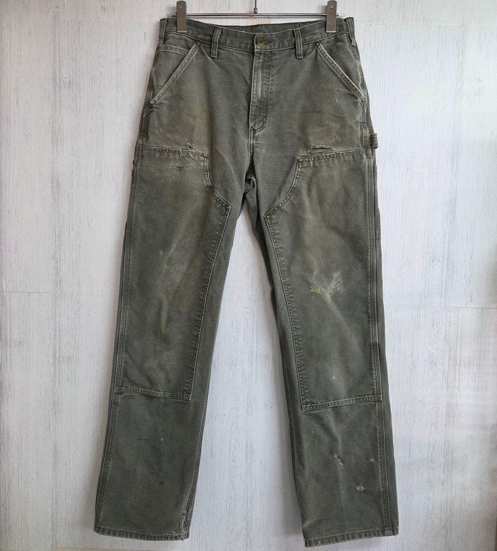 《希少》Carhartt　カーハート　ダブルニー　32×34　カーキー　ダック