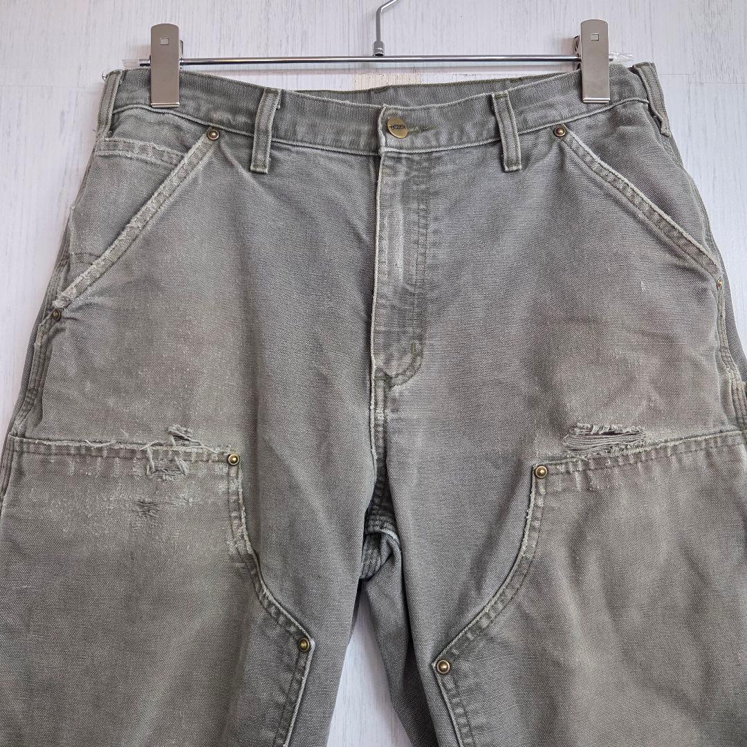 《希少》Carhartt　カーハート　ダブルニー　32×34　カーキー　ダック