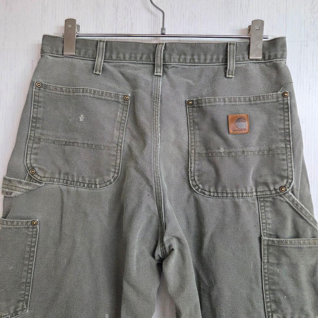 《希少》Carhartt　カーハート　ダブルニー　32×34　カーキー　ダック