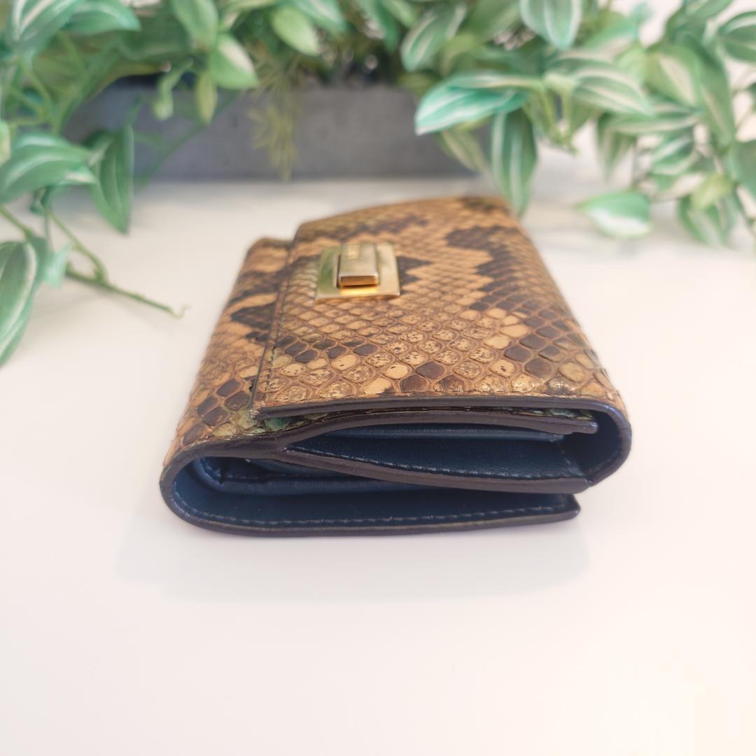 【美品】FENDI フェンディ パイソン ピーカブー ターンロック 3つ折り