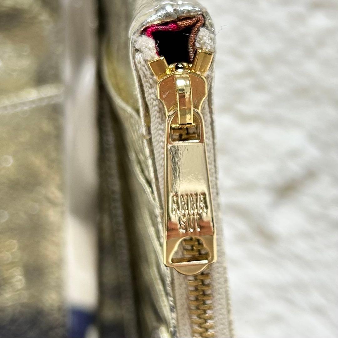 【新品・未使用】 ANNA SUI がま口財布 インザバスケット ゴールド 猫
