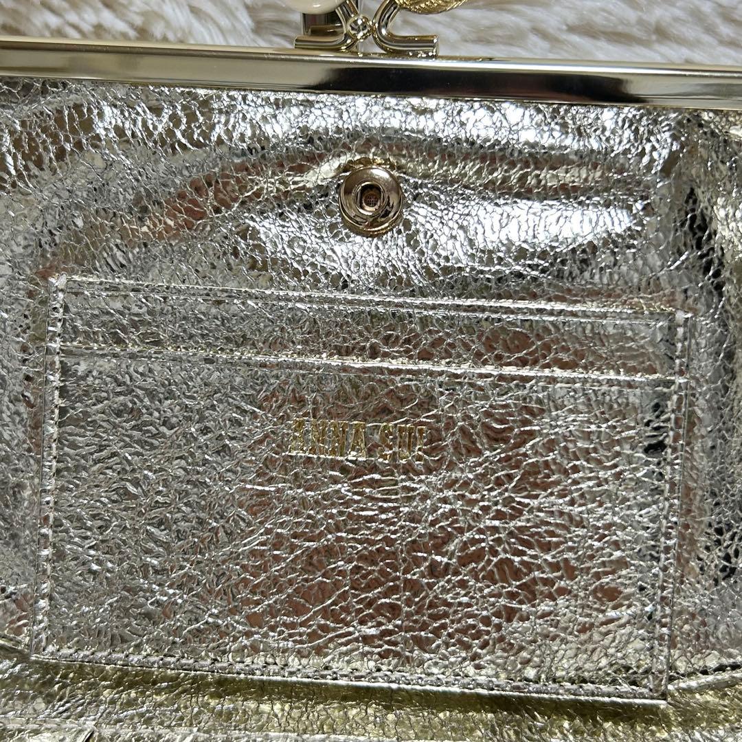 【新品・未使用】 ANNA SUI がま口財布 インザバスケット ゴールド 猫