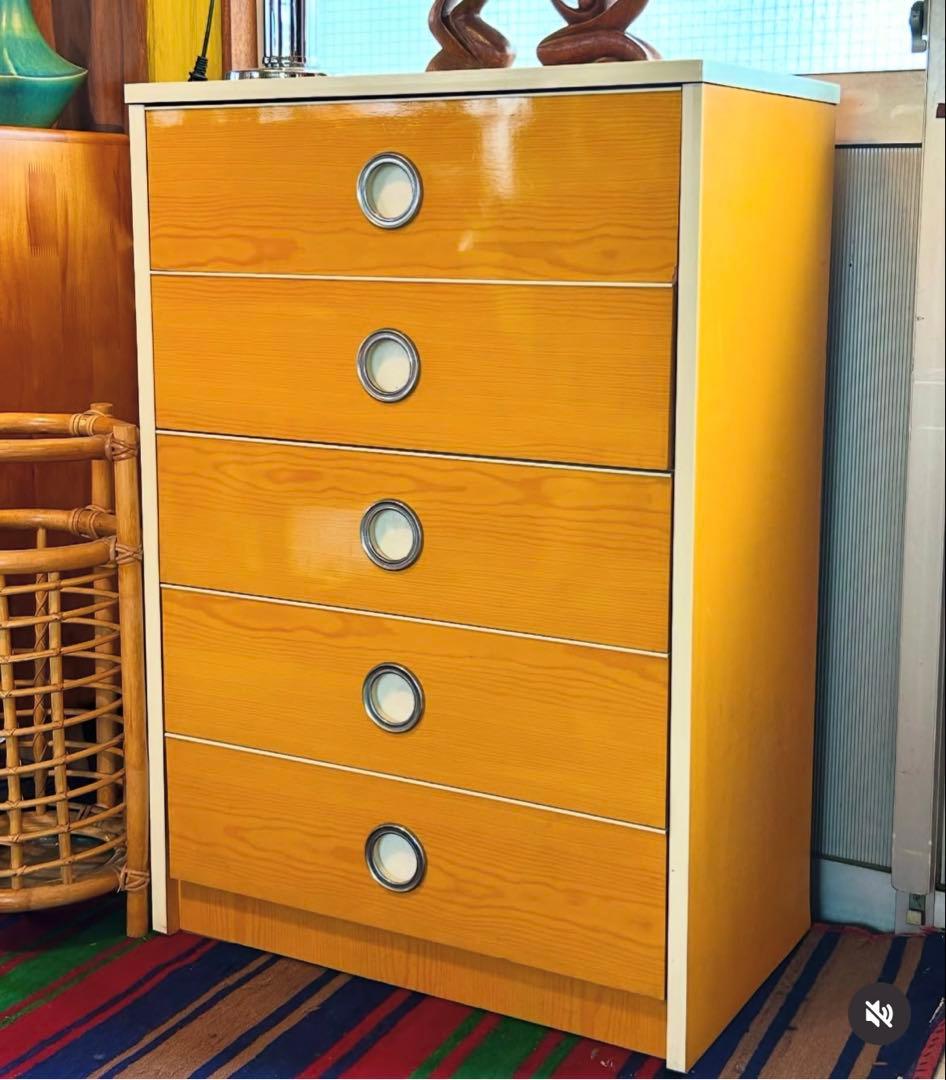 レトロモダン5段チェスト