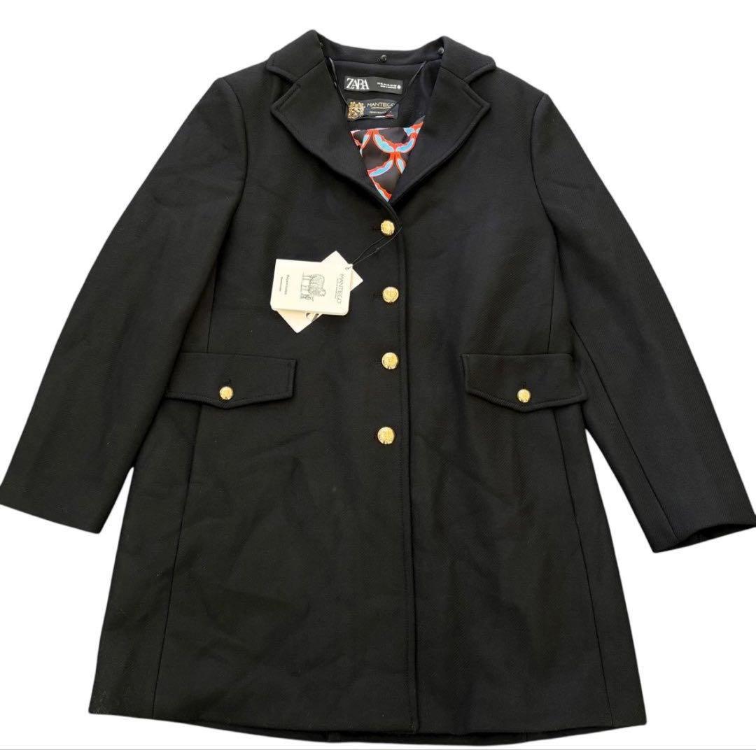 新品未使用　ZARA MANTECO ファー付ウールコート 黒 XL