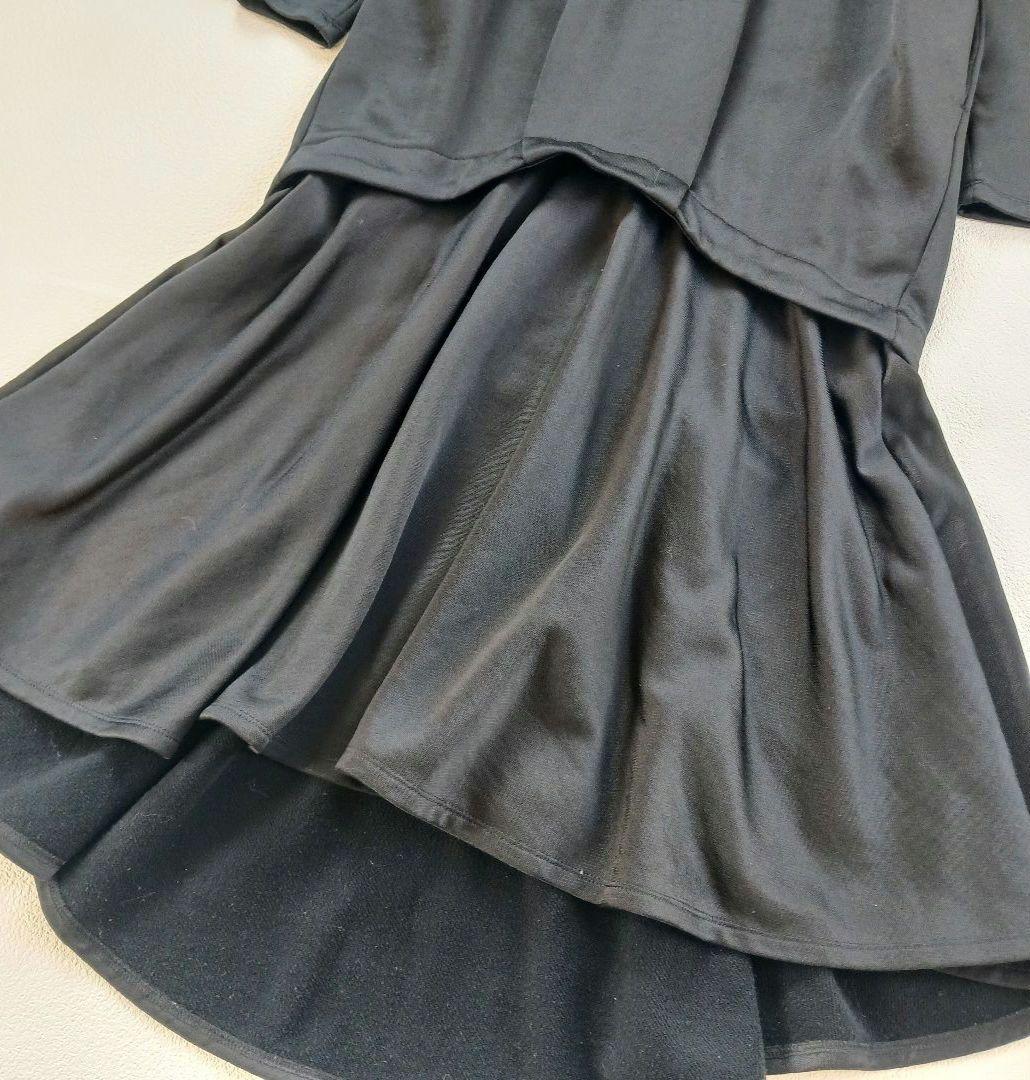 UN3D.　アンスリード　レイヤードスウェットワンピース　ブラック　36