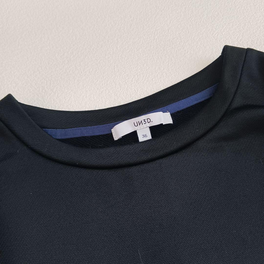 UN3D.　アンスリード　レイヤードスウェットワンピース　ブラック　36