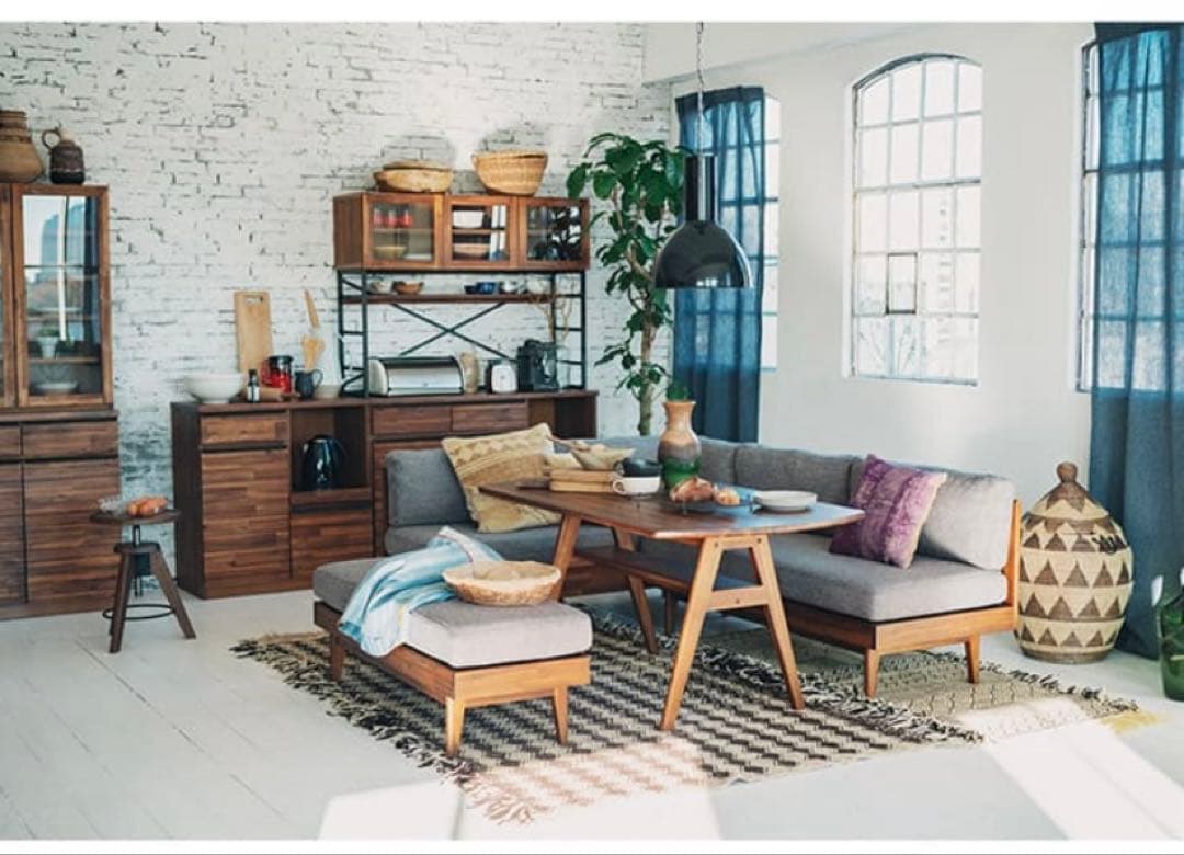 送料込み unico SWELLA ウニコ ベンチアームダイニングソファ 美品