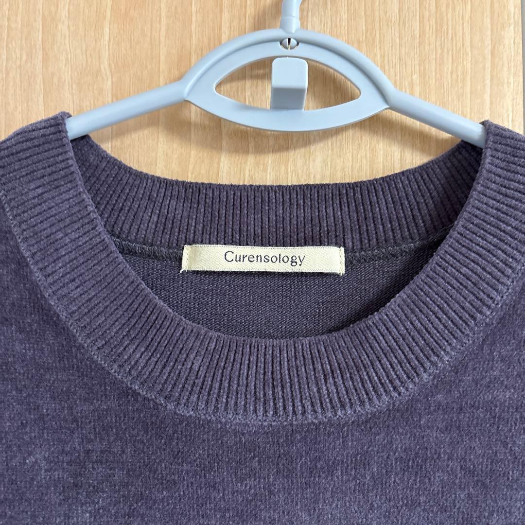正規品　美品Curensologyニットベロアチュニック　グレー　ワンピース