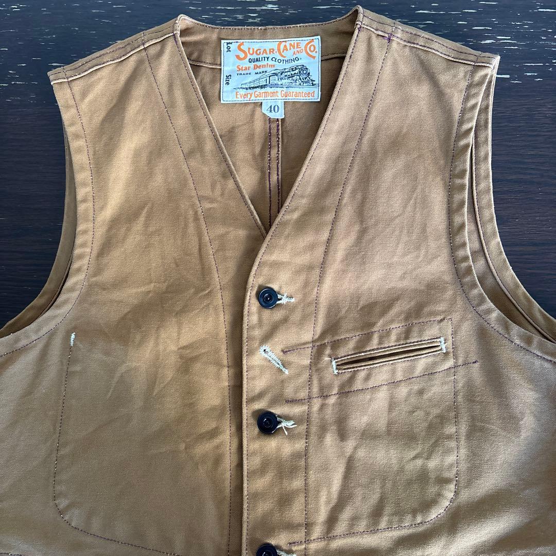 シュガーケーン SUGAR CANE 13oz ブラウンダック ワーク ベスト