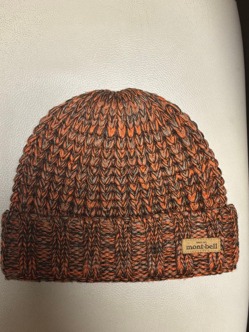 mont-bell ニット帽 S/M オレンジ/ブラウン