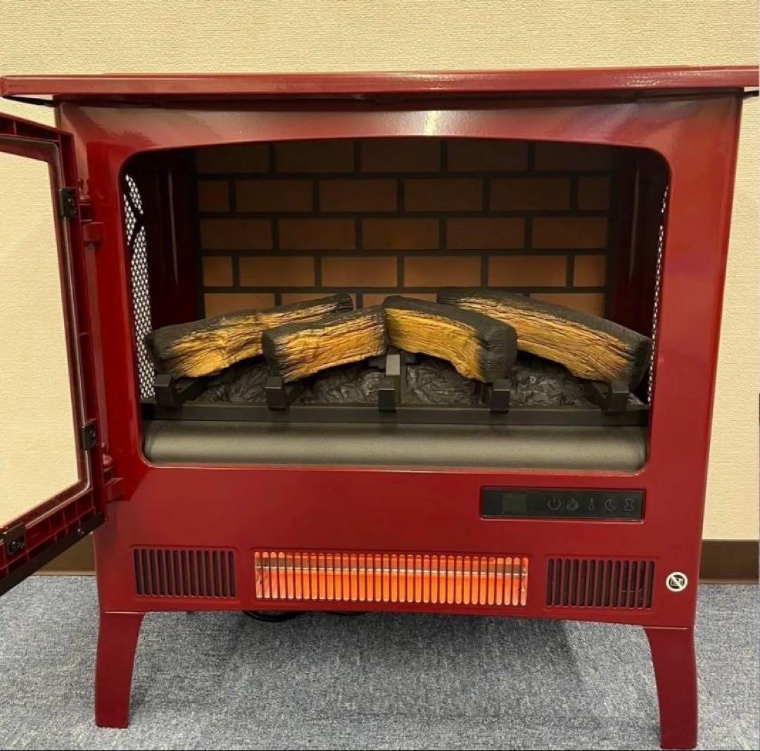 QVCジャパン 暖炉風電気温風機 暖炉型ファンヒーター パワーヒート ラージ赤