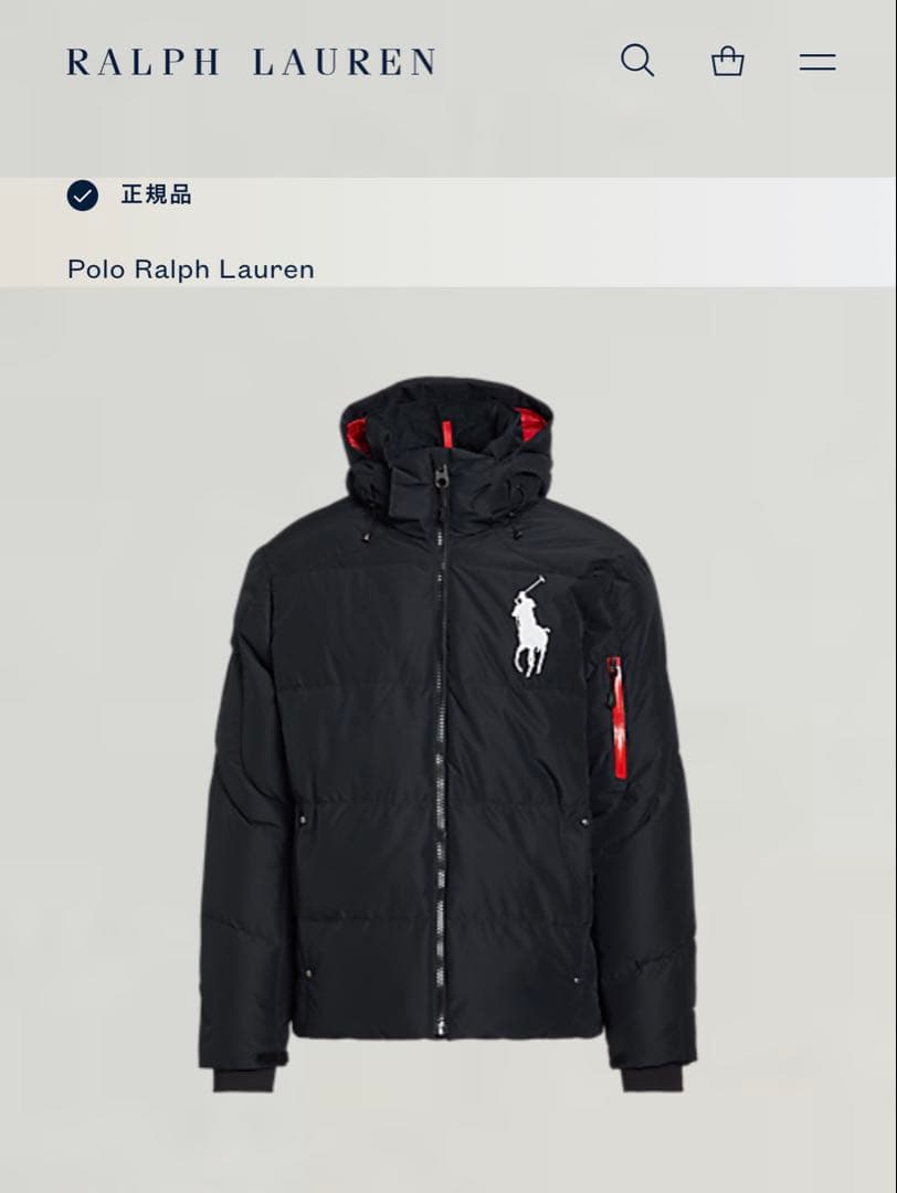 ポロラルフローレン ダウンジャケット ビッグポニー フード 近年 ブラック L