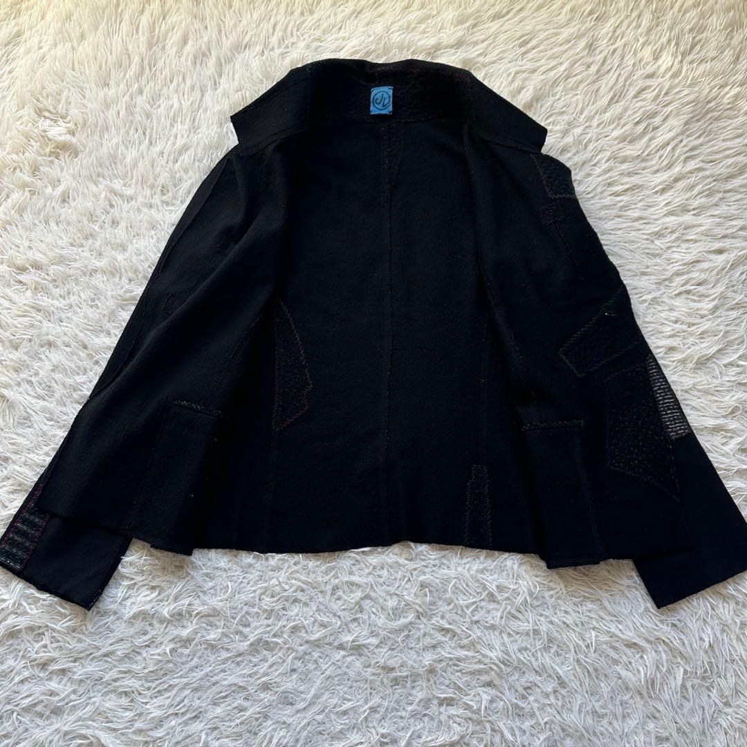 美品✨ヨーガンレール　ジャケットコート　ウール　糸刺繍　黒　ブラック