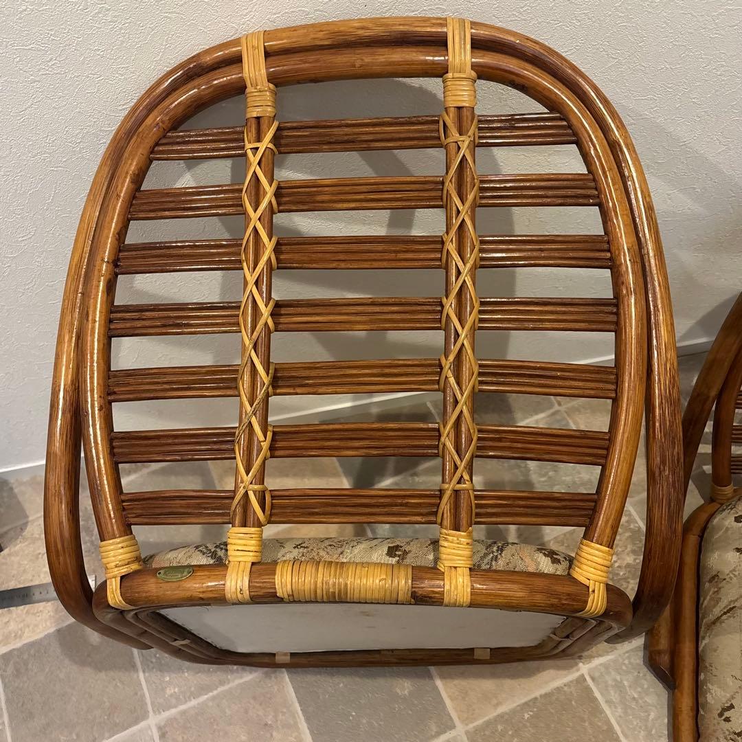 【美品】4脚セット　KAZAMA ラタン製 クッション付き座椅子