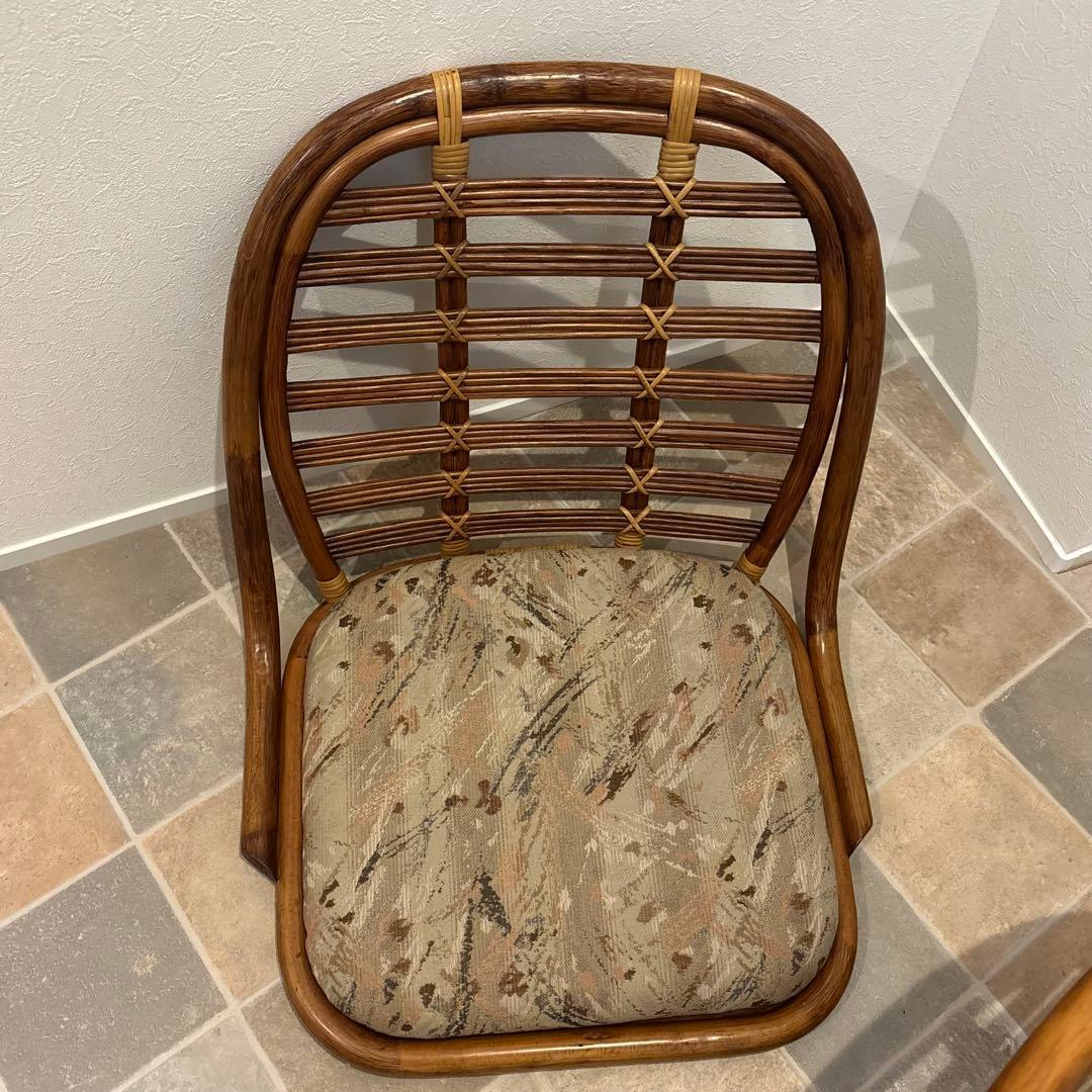 【美品】4脚セット　KAZAMA ラタン製 クッション付き座椅子