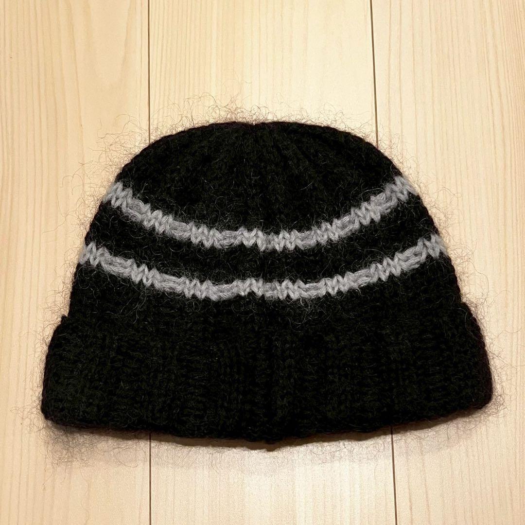 Supreme モヘア ストライプ ビーニー ニット帽 黒