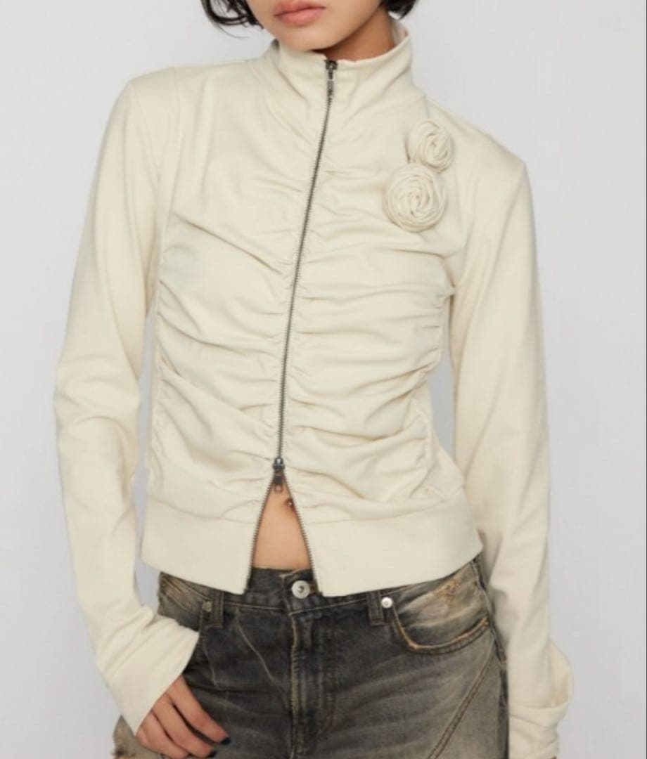 LAGUA GEM FRONT ZIP GATHER トップス