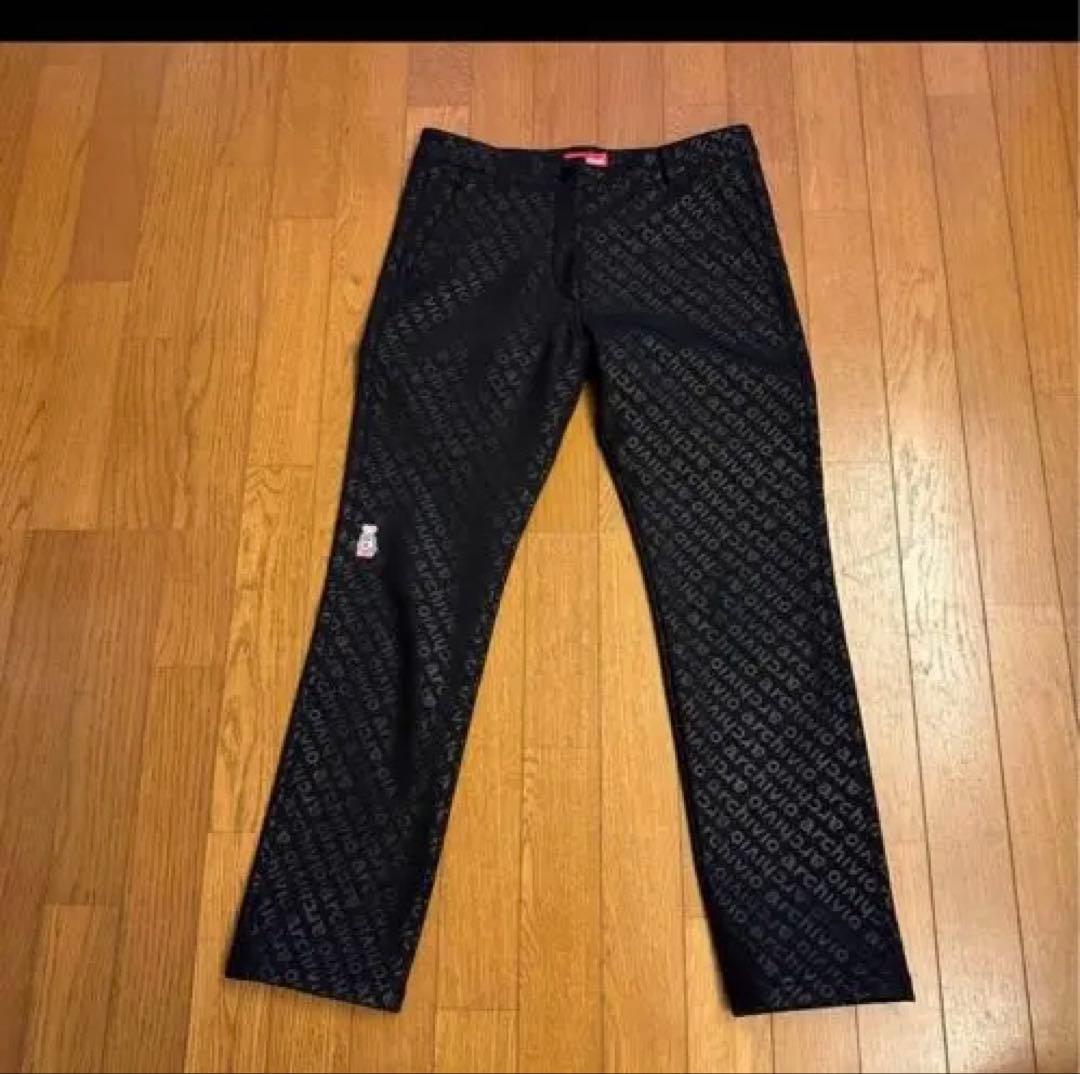 アルチビオ レディース archivio ブラック ロゴ入り 裏起毛パンツ