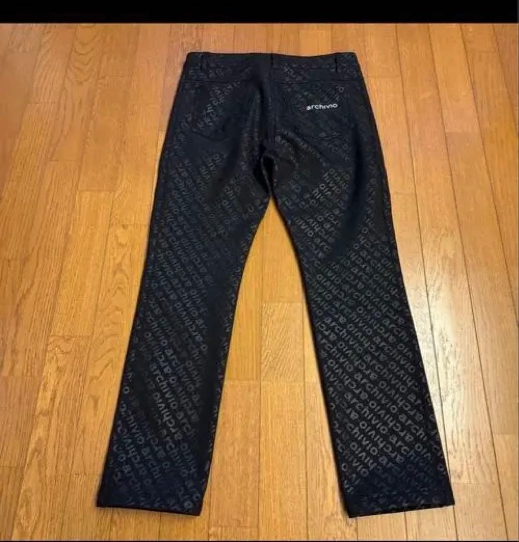 アルチビオ レディース archivio ブラック ロゴ入り 裏起毛パンツ