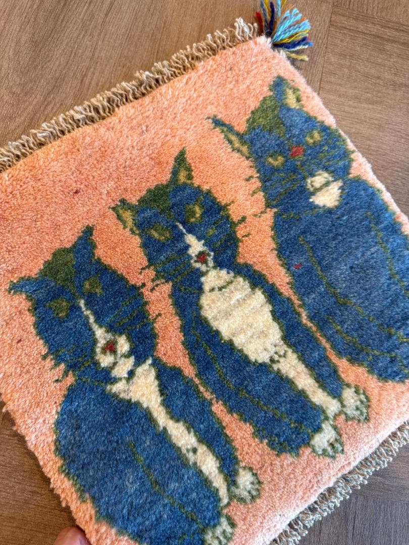 ペルシャギャッベ (ギャベ) チェアマット 39x38cm ギャッベ ラグ 玄関