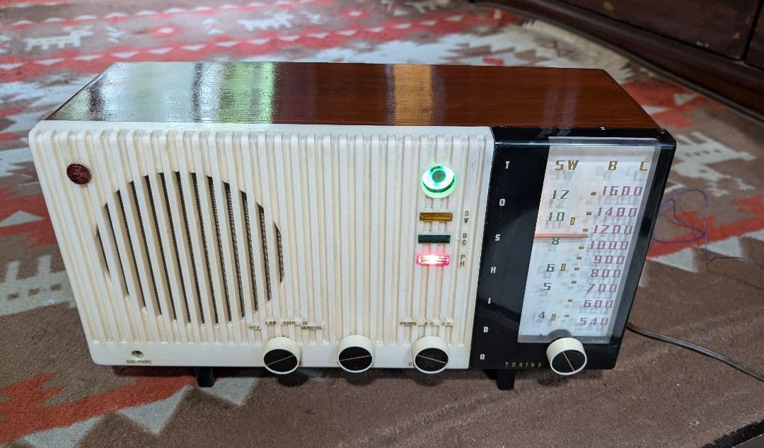 マツダうぐいすGS 昭和レトロ 真空管ラジオ　マジックアイ付