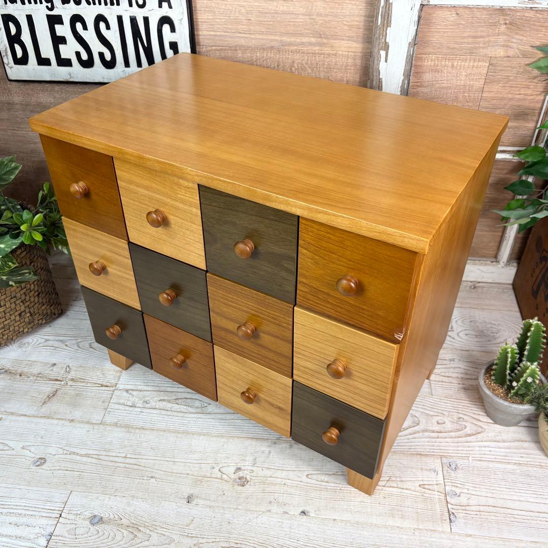 訳あり品【122】ナチュラルウッド多引き出し収納チェストインテリア木製タンス桐材