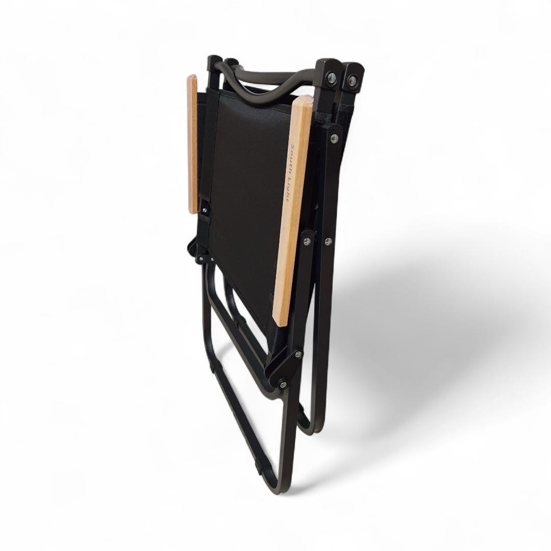 アウトドアチェア 折り畳み 椅子 チェア 2脚セット 木目 ローチェア ブラック